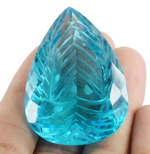 Piedra preciosa suelta certificada topacio azul tallada en forma de pera natural de 136 quilates - Imagen 4 de 5
