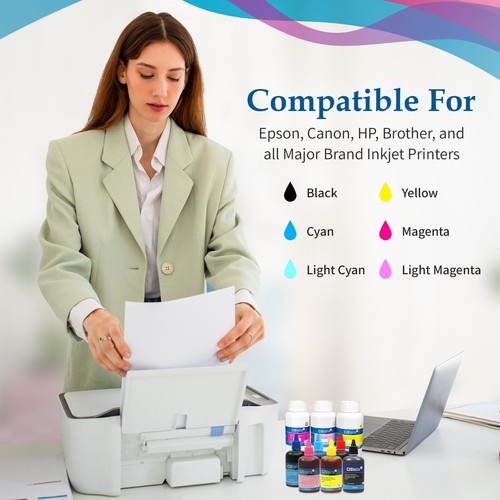 Bottiglie di inchiostro ricarica universale colorante non OEM per HP CISS RFC 500 ml - Foto 6 di 6