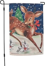 Reindeer Christmas Primitives by Kathy Garden Flag