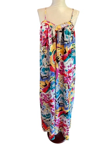 Mary McFadden Vtg Satin peignoir Set Kimono robe Full Length Chemise nightgown - Picture 4 of 9