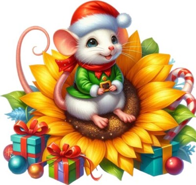 Bunte Weihnachten Ratte Sonnenblume Wandbild Schlafzimmer Kinderzimmer Vinyl Aufkleber Abziehbild