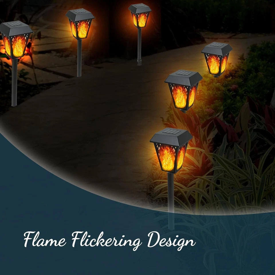 Morvat LED Flame Flickering Torch Outdoor Landscape Pathway Solar Lights, 8 pack - Image 2 of 4