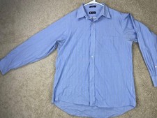 Chaps Button Down Shirt Men's Size 16.5 34/35 Classic Fit Plaid Long Sleeve Blue