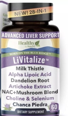 Liver Cleanse And Detox Supplement 28 In 1 Liver Support With Milk Thistle 60 Ct