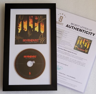 SEVENDUST SIGNED CD DISPLAY BECKETT LOA BAS COA AUTOGRAPHED FULL LETTER LEJON
