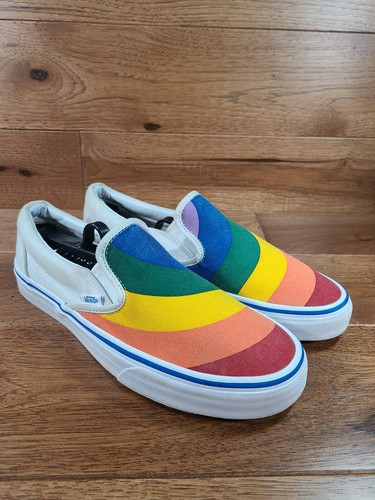 pride white slip on vans
