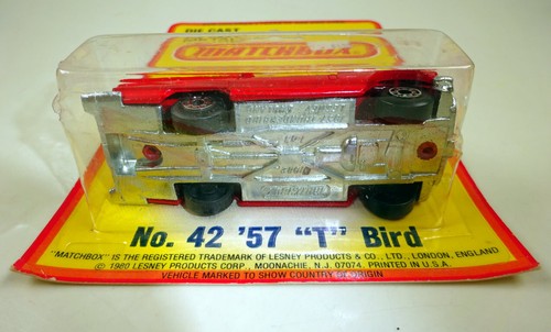 Matchbox Superfast Nr. 42D 1957 Thunderbird rot unlackierte Bodenplatte top - 第 4/6 張圖片