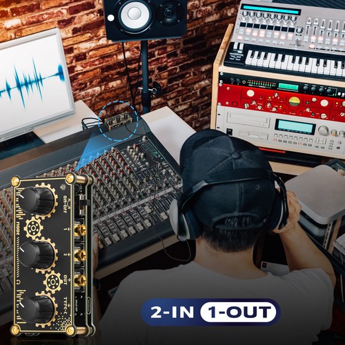 Mini Stereo 2 Channel Line Mixer Headphone Monitoring Club Live Studio Recording - Picture 6 of 8