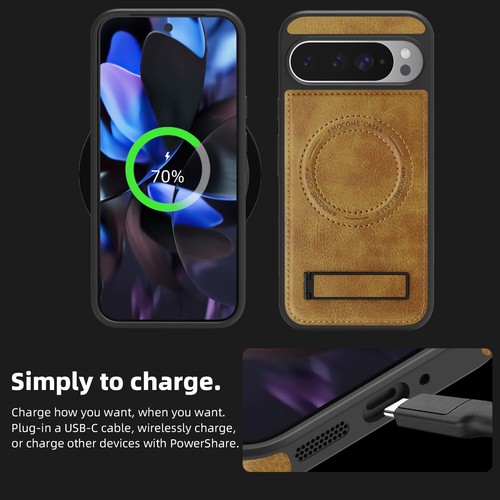 For Google Pixel 9 Pro XL 9A 8A 7A Slim PU Leaher Magnetic Case with Kickstand - 第 4/15 張圖片