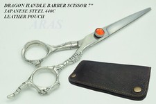 7 INCH Dragon Handle Barber Hair Cutting Scissor Japan 440c  Leather Pouch