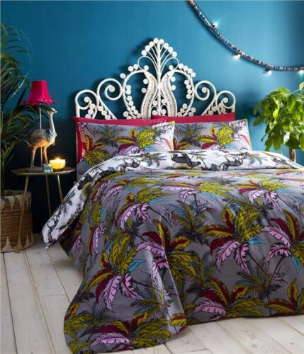 Duvet sets tropical palm fern quilt cover jumbled safari animal bedding |  eBay