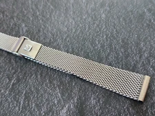 NOS Bracelet Vintage Rado Straight end pieces 14mm Silver color Mesh Band.