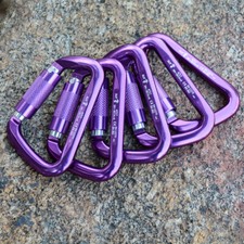 Lot PACK 5 Auto Locking Twist Carabiner Rock Tree Climbing Clips Purple 30KN