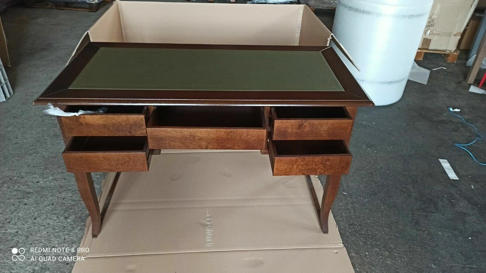 Mobile PC Schreibtisch Büro 5 Schubladen Arte Povera Dunkel Nussbaum 150 CM - Bild 4 von 4