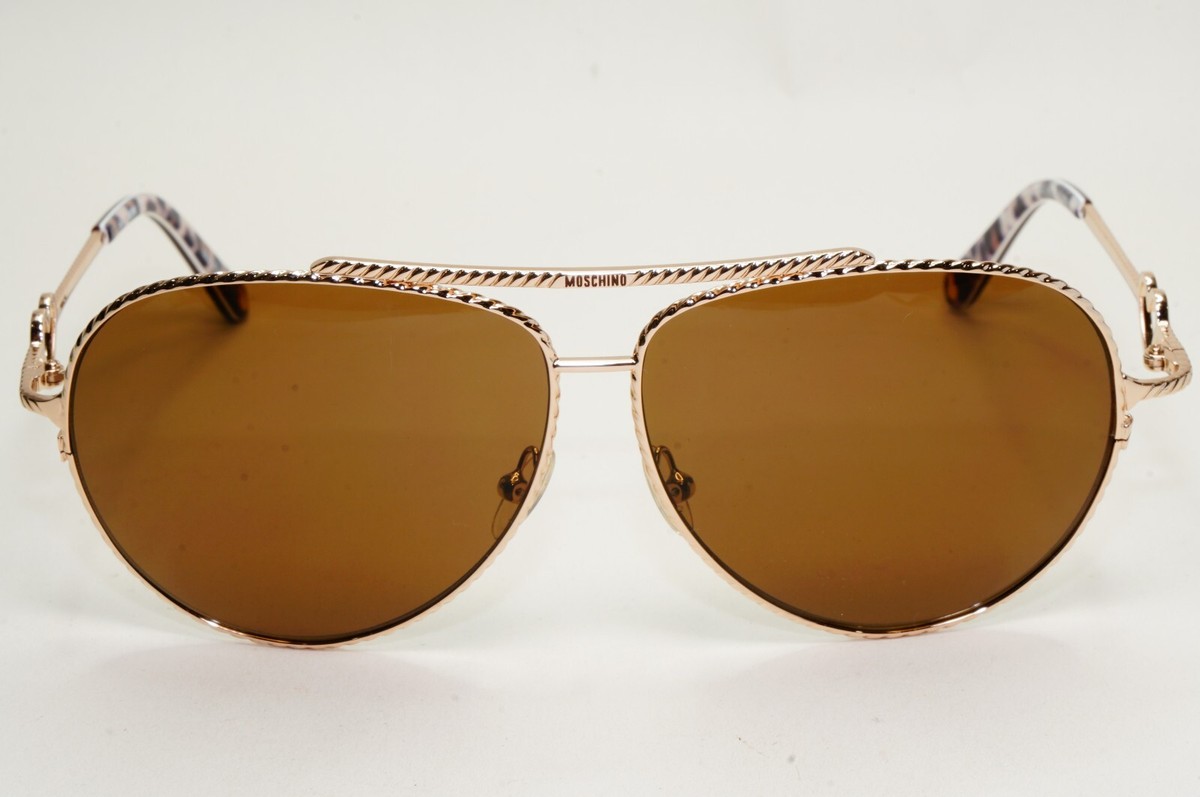 Moschino Sunglasses 2005 Vintage Gold Brown Pilot Heart Unisex