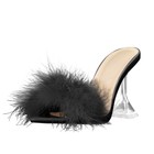 Onlymaker Women Furry Transparent Stiletto Clear High Heel Mules Sandals US9 — photo 3