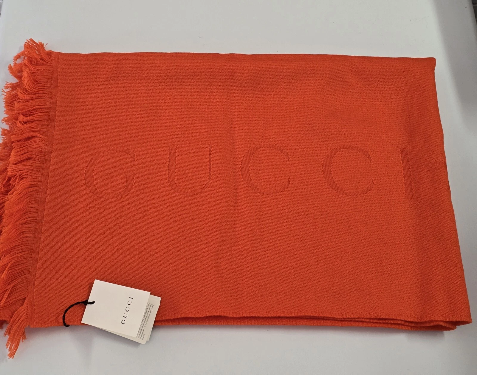 Echarpe Gucci oversize neuve avec étiquettes 599437 orange laine