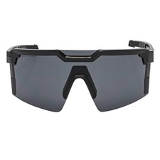 HITECH - Large Futuristic Rimless Shield Sunglasses Black Smoke Lens