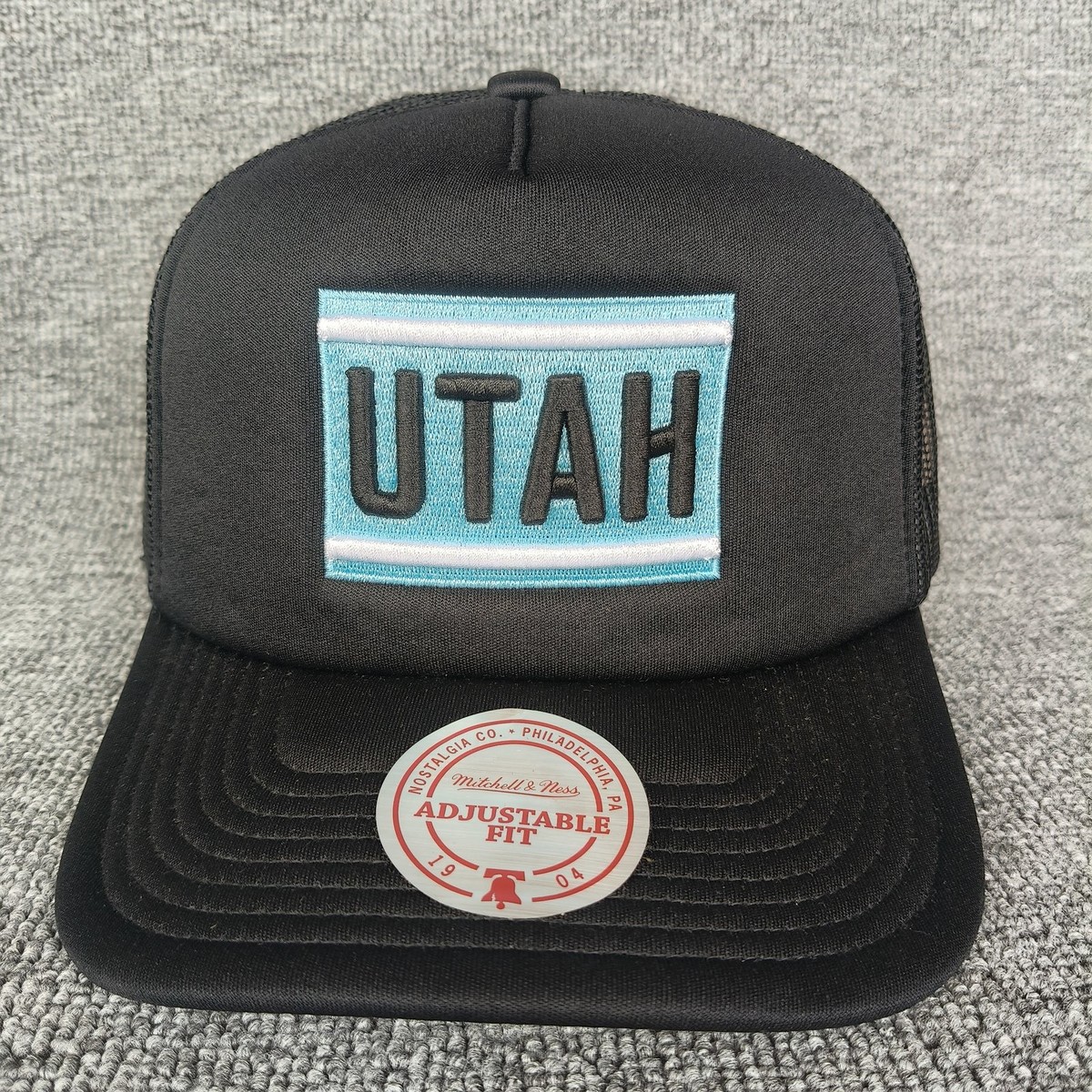 Mitchell & Ness Utah Trucker Hat Black Snapback Curved Brim