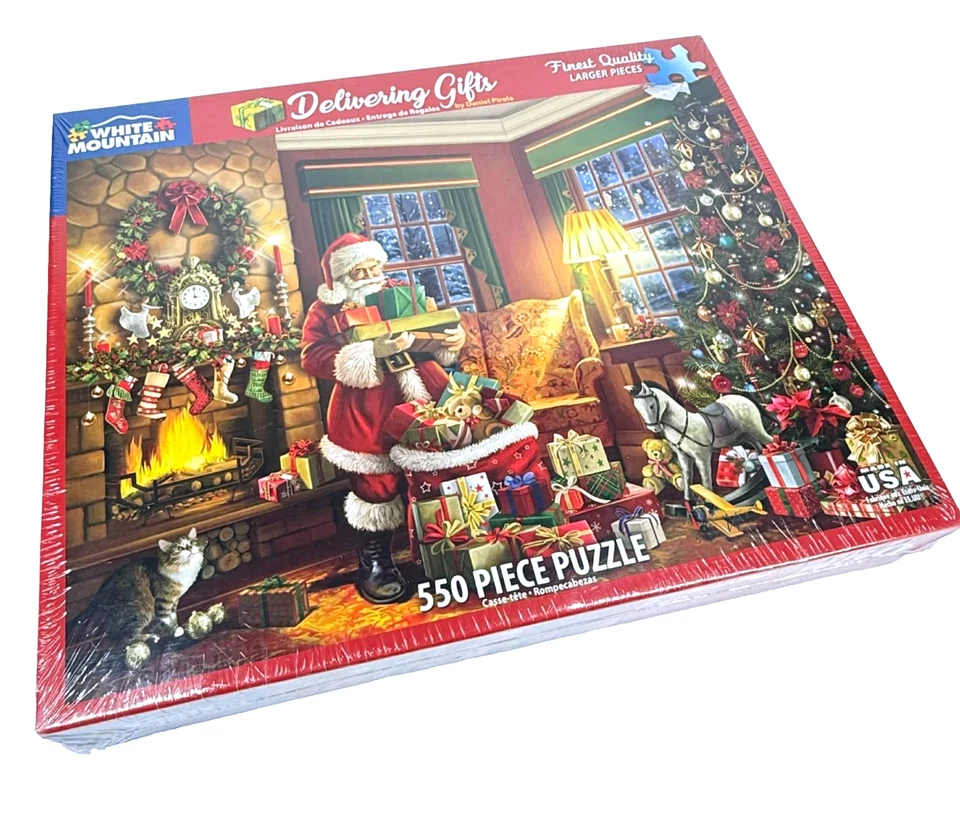 Santa Claus Christmas Puzzle White Mountain 550 pc Jigsaw Delivering Gifts New - Image 2 of 4