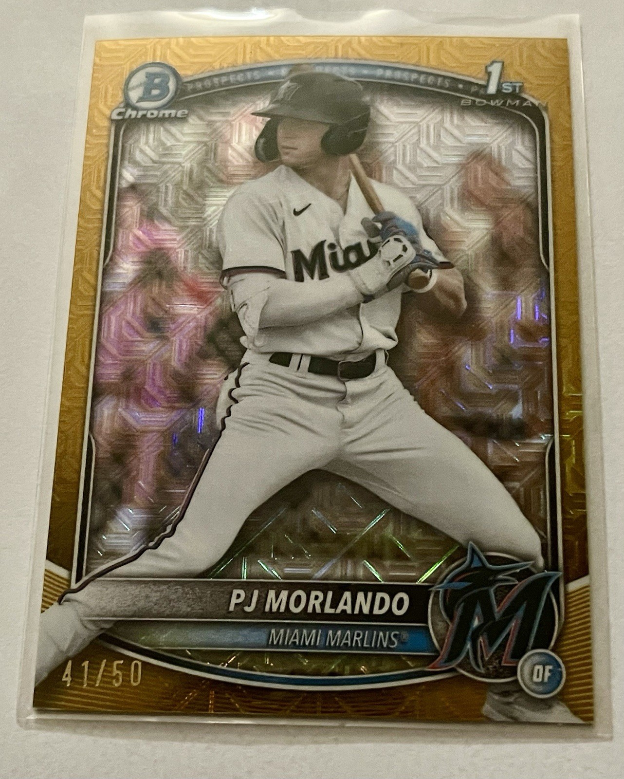 2025 Bowman 1st Chrome Prospects PJ Morlando #BCP-91 Gold Mojo Refractor 41/50