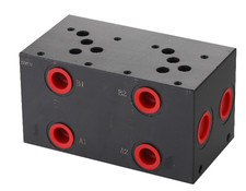 KTMT-GP2V Grundplatte Ventilplatte für 2x Hydraulik, Magnetventil NG 6 Alu/Stahl