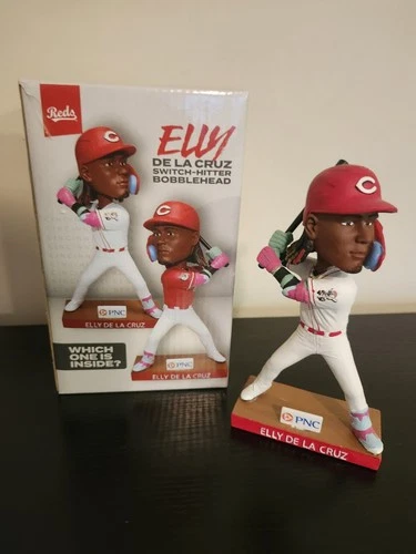 Reds Elly De La Cruz Switch-Hitter Bobblehead Cincinnati Reds MLB Collectible