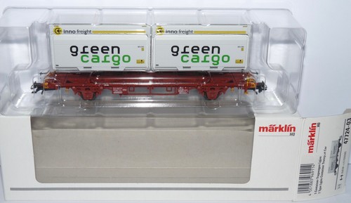 Märklin H0 47724-03 ++ Container-Tragwagen Lgjns Green Cargo in OVP ++ #S2_24 | Condition: Gebraucht