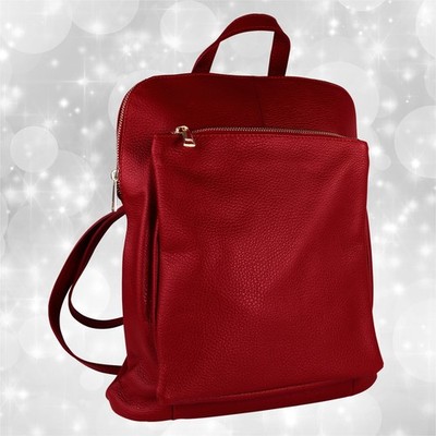 Toscanto Damen Cityrucksack Leder Tasche dunkelrot OTT610RD