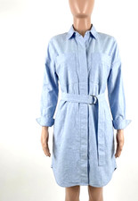 Everlane organic Linen belted Oversized dress light blue size Small
