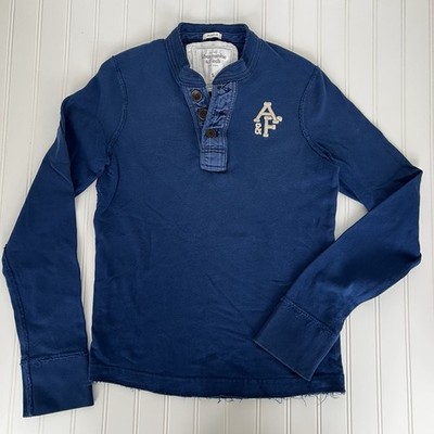 Y2K Henley Shirt Abercrombie & Fitch Muscle Shirt Mens Small Blue 