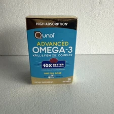 Qunol Advanced Omega-3 30 ct Krill Fish Oil Complex 3 Exp 9/26