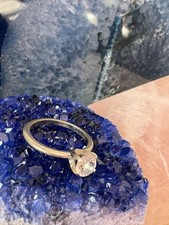 Vintage 14K H.G.E. Solitaire Cubic Zirconia Engagement Ring 6.5 Signed W