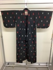 Japanese Vintage Black Kimono i-Girder With Dirty Scratches Height 152cm Used