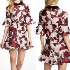 SELF-PORTRAIT x REVOLVE White & red FLORAL sheet ZIP DETAIL mini DRESS Sz small
