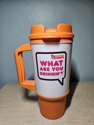 Whirley 2012 Dunkin Donuts Travel Mug Tumbler With Lid & Handle 24 oz Hot & Cold