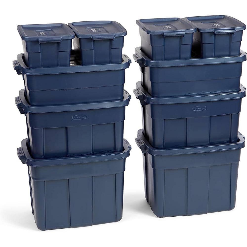 Roughneck Variety Pack Storage Totes in Dark Indigo Metallic - 10-Pack