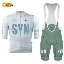 Silver-Gray New SYN Suit Men'S Short-Sleeved Cycling Jersey and Bib Shorts Road