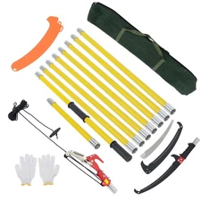30 Feet Tree Pole Pruner Durable Tree Trimmers Handle Yellow Manual Branches