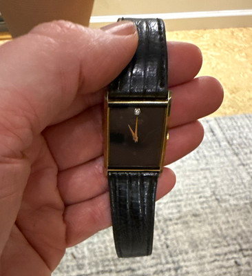 Citizen Women's Quartz Rectangle Wristwatch Gold Case Black Dial Analog MPN