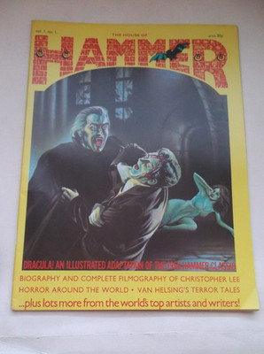 HOUSE OF HAMMER VOL.1 #1, UK MONSTER MOVIE MAG, FEAT: CHRISTOPHER LEE, 1976, FN+