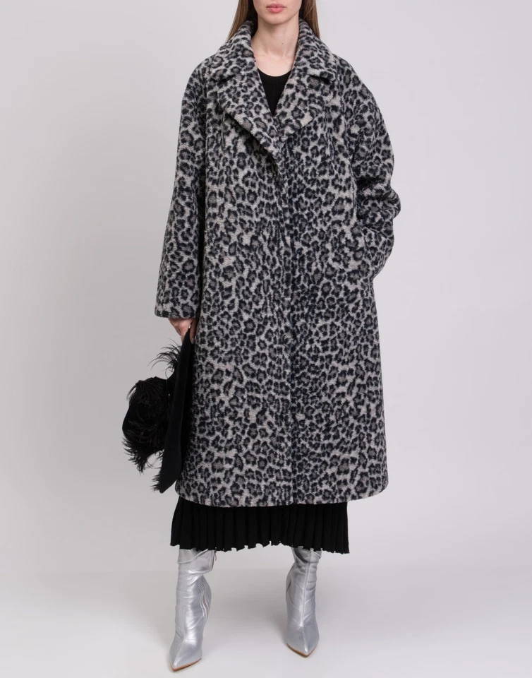 RRP€450 STAND STUDIO Maria Faux Fur Teddy Coat FR36 US4 S Leopard Print Collared - Image 2 of 4