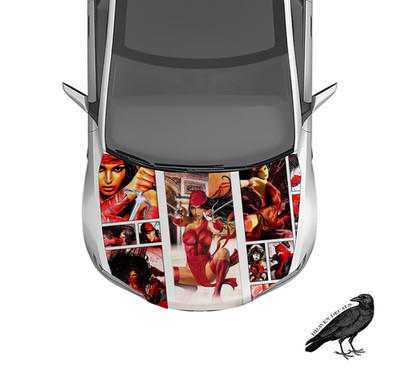 Elektra Comic V2 Anime Hood Wrap Weatherproof Vinyl Car Decal 50'' X 65''