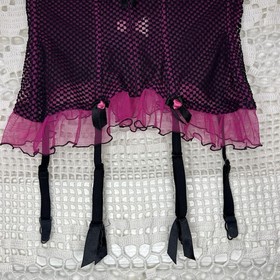 Agent Provocateur Pink and Black Waspie Corset Garter Belt Small Made In France