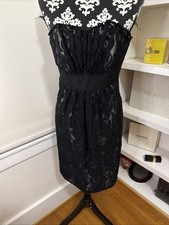 WHBM Womens Sweetheart Laced Floral Dress Lined 0 Black Lace Lined