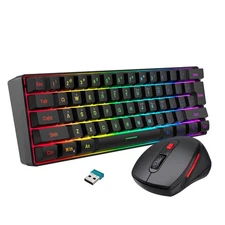 60% Wireless Gaming Keyboard and Mouse Combo, Include 2.4G Small Mini 60% Mer...