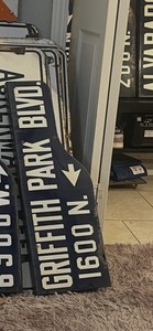 1946-62 Los Angeles Porcelain SHOTGUN Street Sign GRIFFITH PARK BLVD