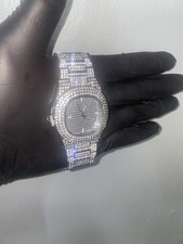 Men Hip Hop Luxury Iced Out Watch Silver