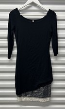 Women Bailey44 Designer Stretch BodyCon CrewNeck 3/4Sleeve Tiered Dress Size S