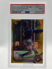 2022 Bowman 1ST Edition Jackson Chourio Yellow Foil /75 #BPPF79 PSA 9 Brewers
